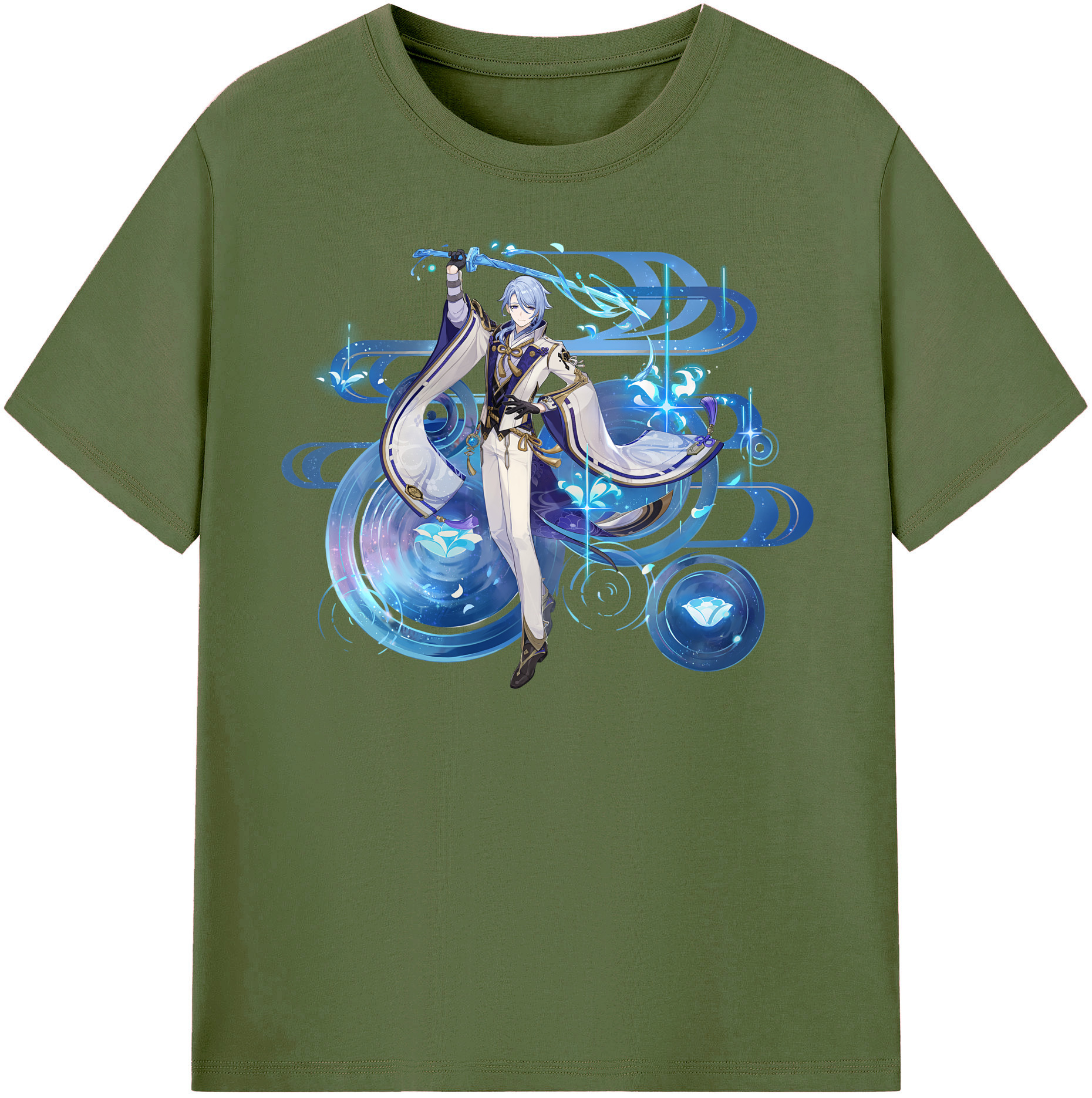 げんし神 神里綾人 かみさとあやと genshin Kamisato Ayato 綿100％半袖Tシャツ（フロントプリント）